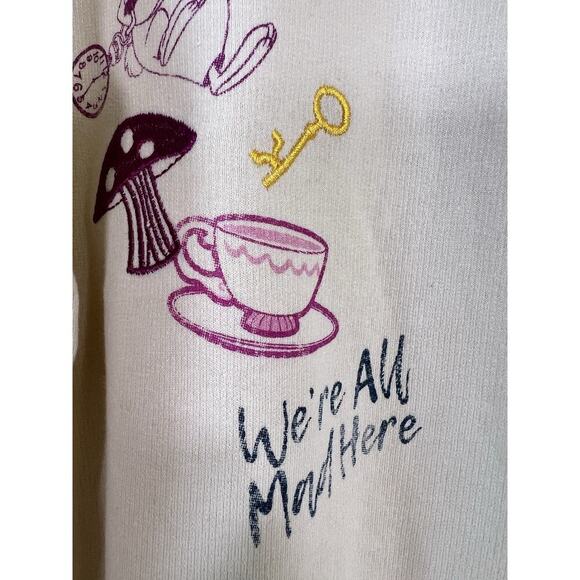 Disney Classics Alice in wonderland Cream Embroidered Sweatshirt Sz M - Picture 3 of 10